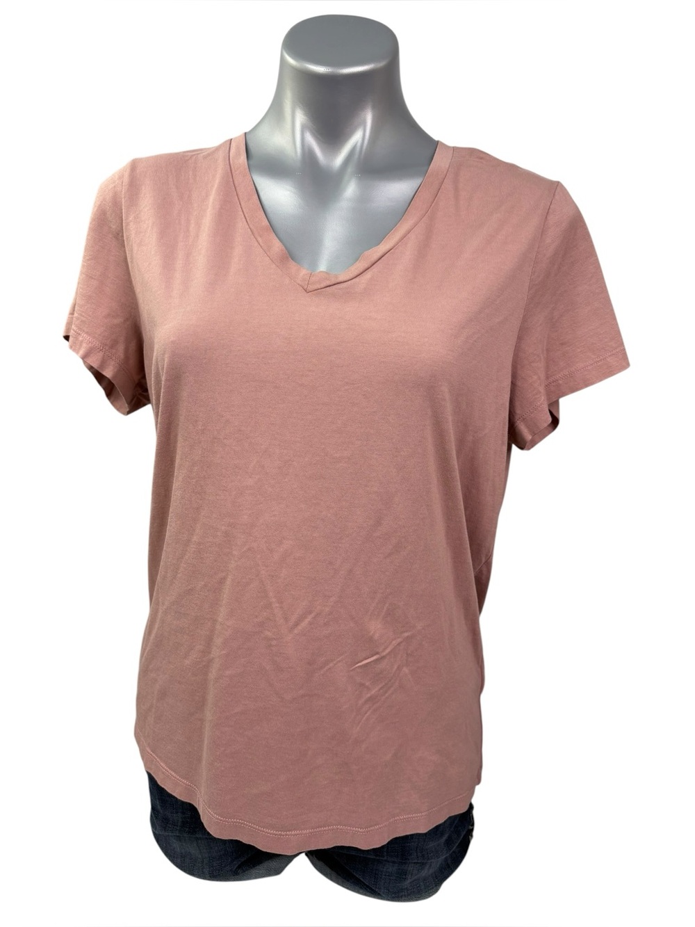 Quince Women's V-Neck Short Sleeve Tee - Dusty Rose size XL